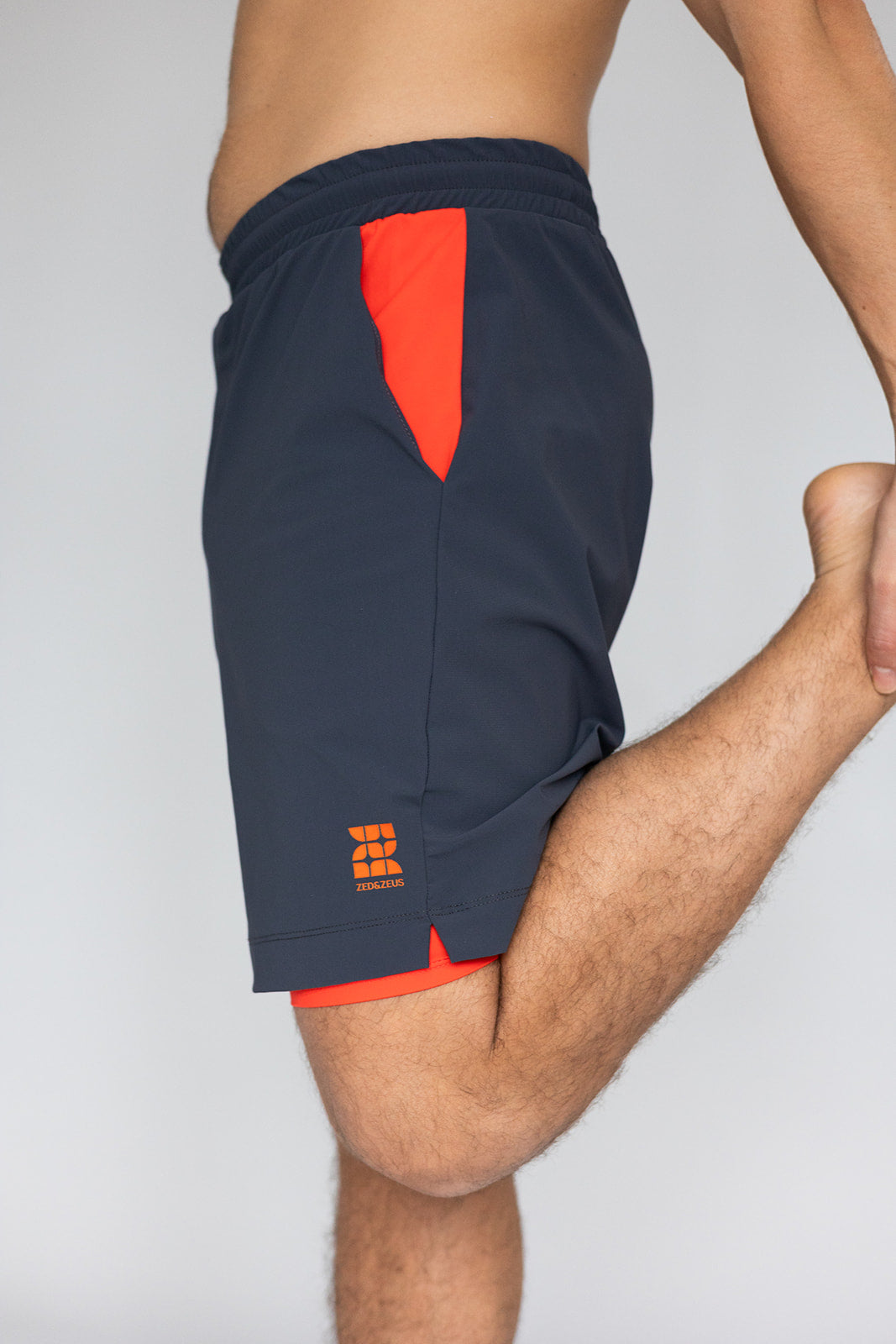 Atticus 2-in-1 Shorts-Shorts-zed & zeus-Grey/Coral-XL-ZED & ZEUS